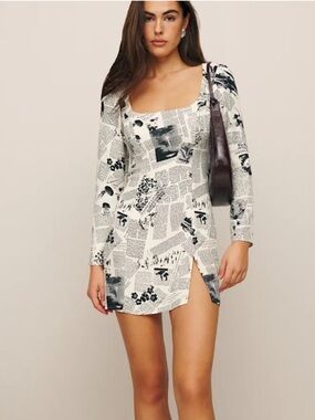 Reformation Eleny Dress Climate Newsprint